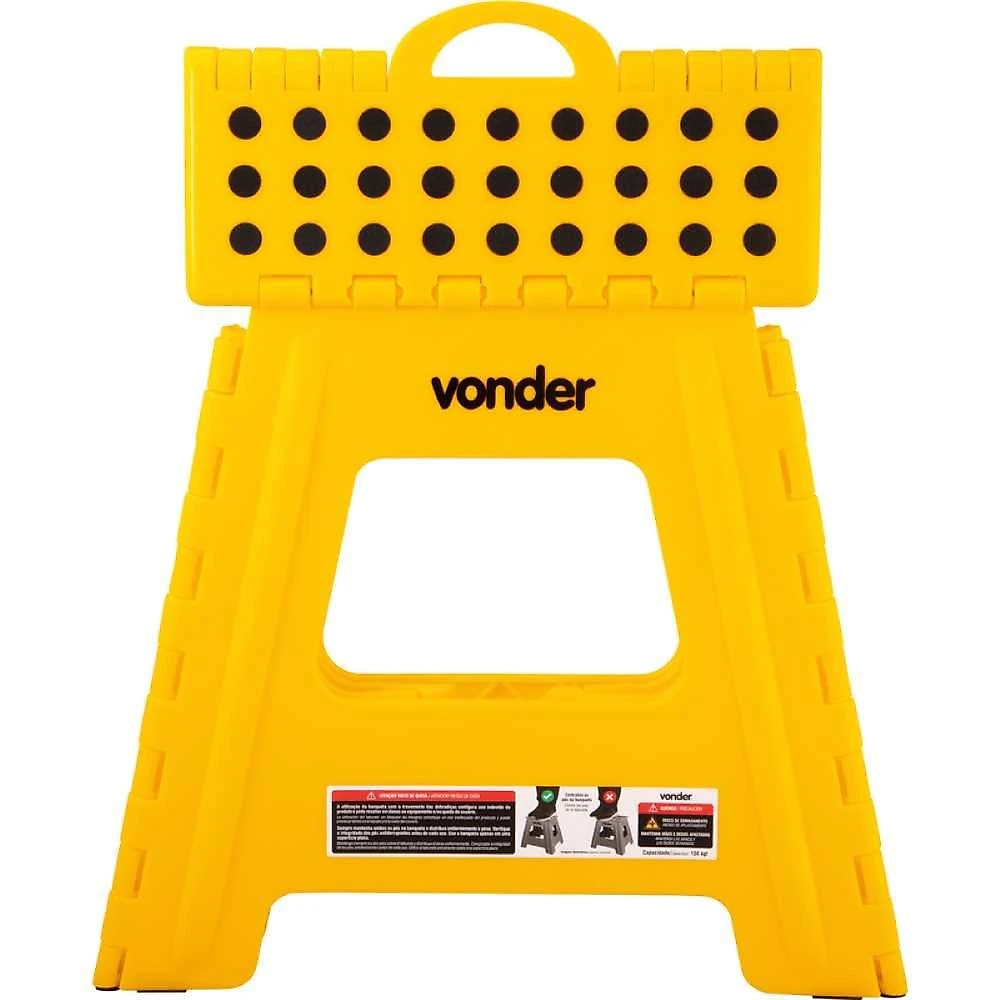 Banqueta plástica dobrável 360 mm amarela vonder