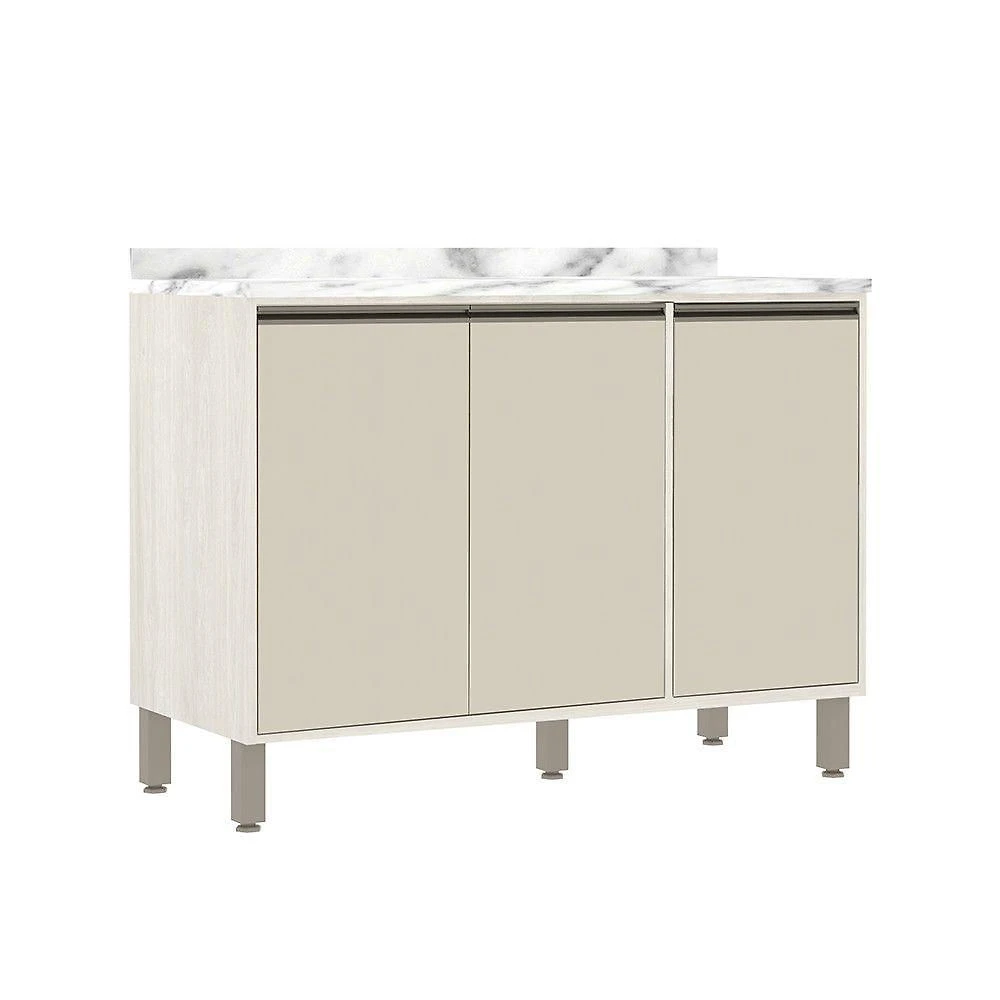 Balcão de Pia Linea 3 Portas 2 Prateleiras MDF 120CM Café Luciane Móveis