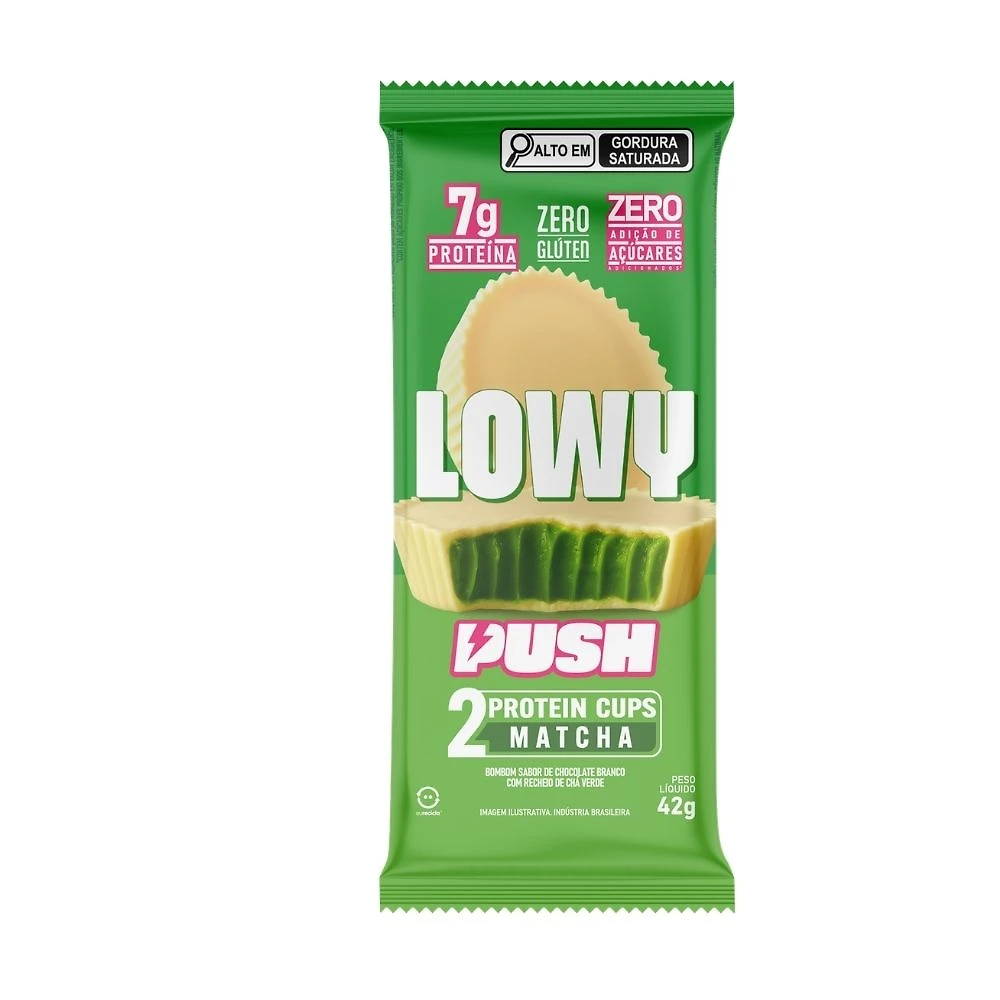 Bombom Lowy Push 2 Protein Cups 7g de Proteína Matcha Zero 42g