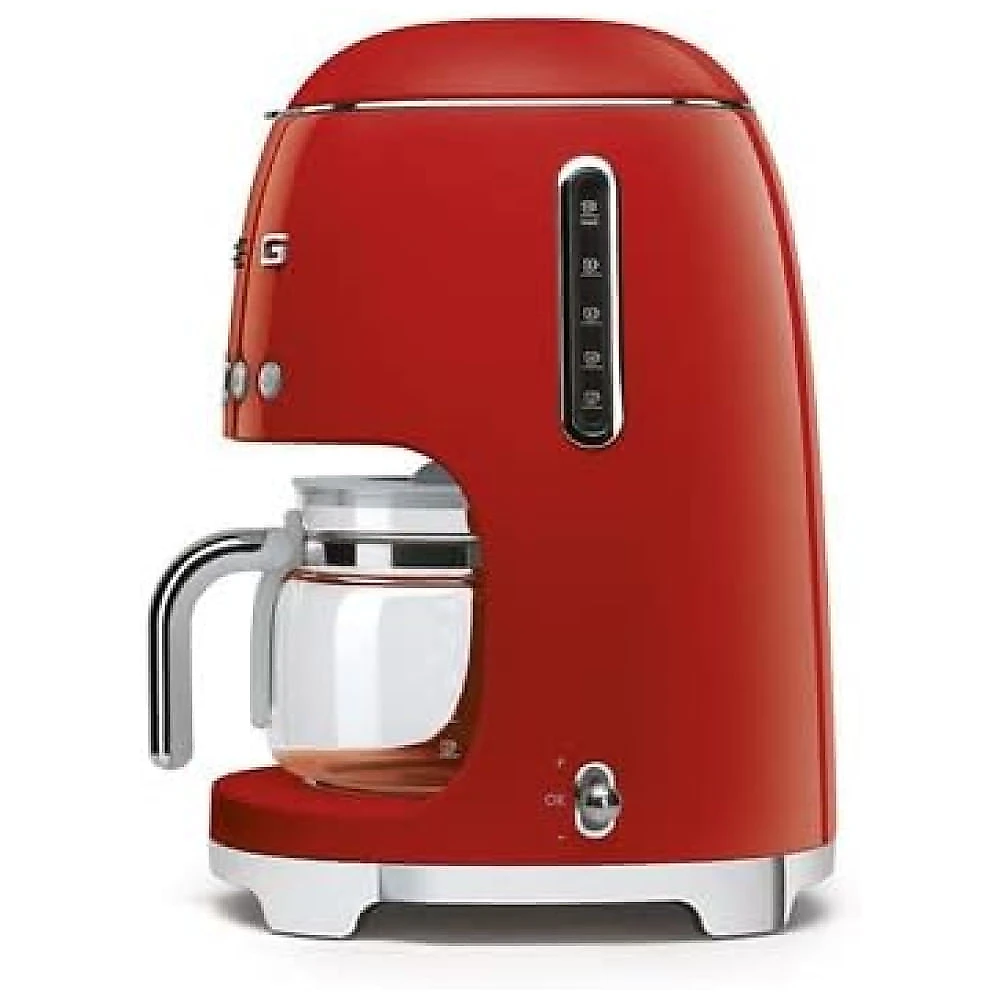 Cafeteira SMEG DCF02 - 10 Xícaras, Programação Automática, Manter Quente, Design Retrô 1950, Vermelha, Jarra Vidro Extra DCFC01