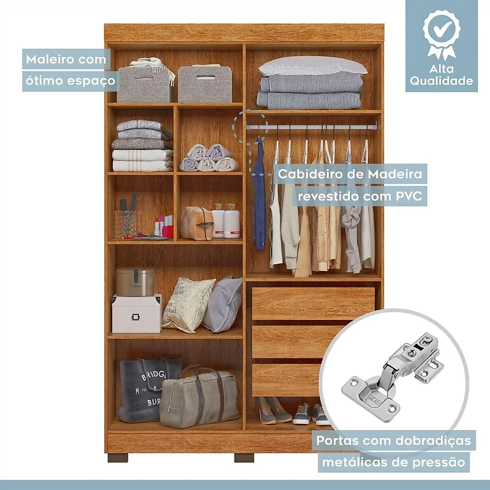Quarto Infantil Completo com Guarda-roupa e Beliche Théo Amadeirado