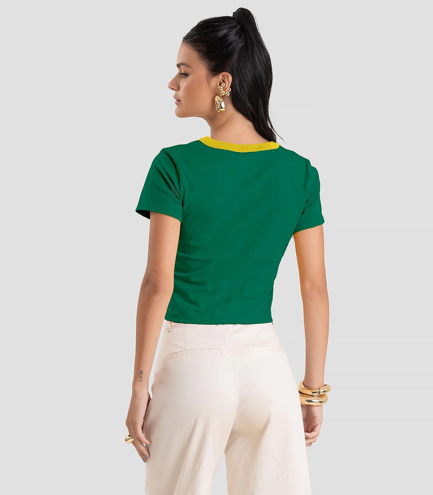 Miniatura Blusa Feminina em Cotton Leve Brasil Dianna Verde G