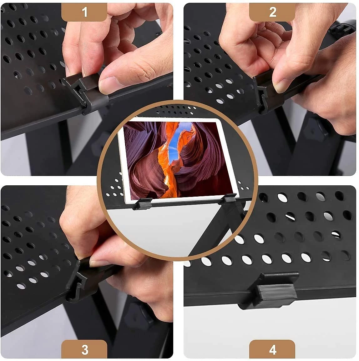 Mesa para laptop suporte ajustável para laptop com grande ventilador de resfriamento e mouse pad