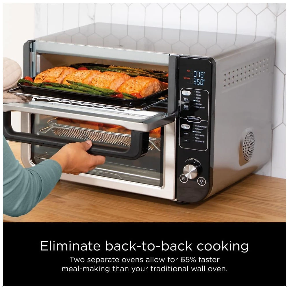 Forno Elétrico 12 em 1 com FlexDoor, FlavorSeal, Material de Aço Inoxidável, Forno Duplo e Tela LCD, 110V 1800W, Ninja DCT401, Prata 110v