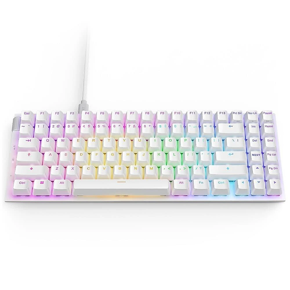 Teclado Óptico Gamer NZXT Function 2 MiniTKL, RGB, USB-C, Layout US, Branco - KB-002NW-US
