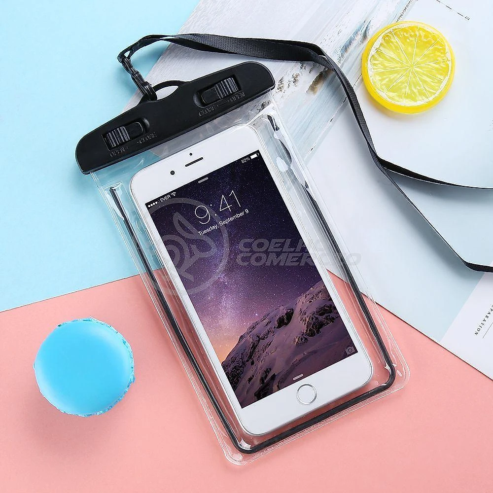 Capa Bolsa A Prova Dágua Impermeável Universal Para Celular - Preto