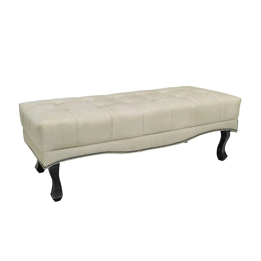 Calçadeira Recamier Casal Alba 140cm Veludo Estrutura em Madeira Maciça Creme Loja Sheep