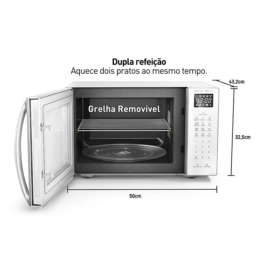 Microondas Panasonic Dupla Refeição 34L Branco - ST65LWRU 110v