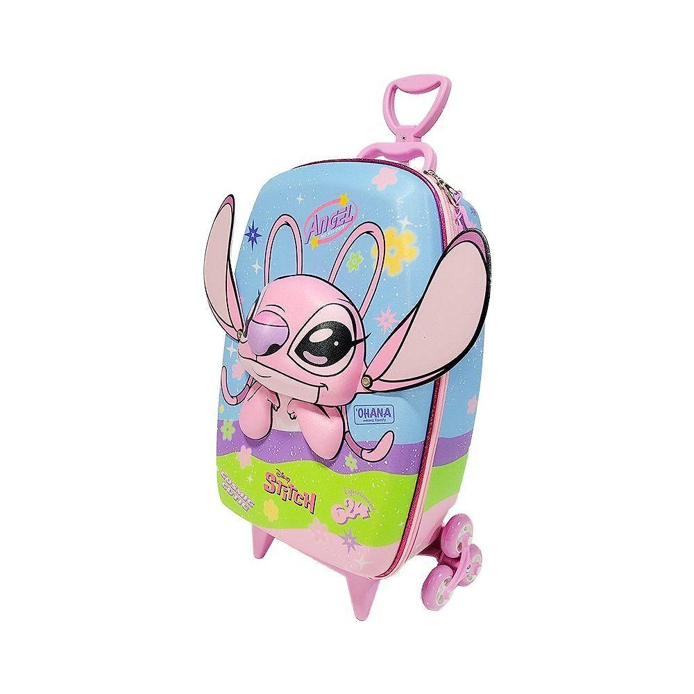 Mala Infantil 20L em Poliéster com Design 3D, Rodinhas, Zíper Angel Stitch 3D Azul