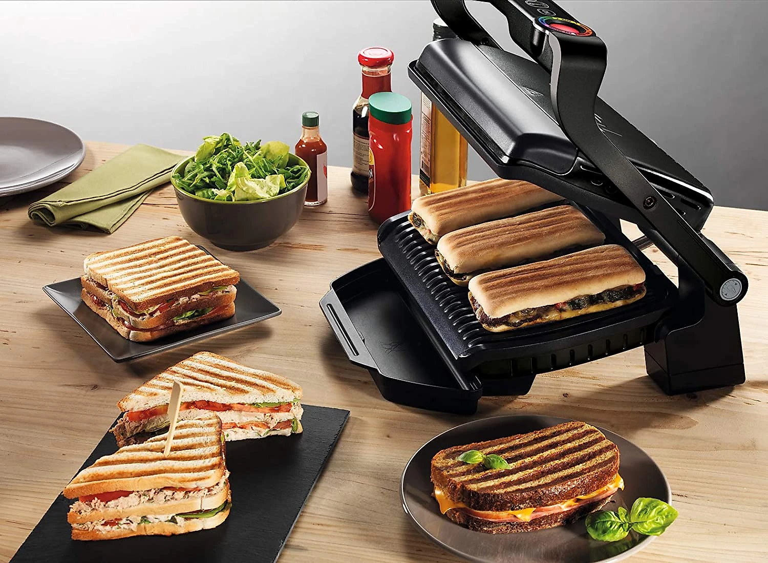 Tfal GC7 OptiGrill Indoor Electric Grill 4Servings Automatic Sensor Cooking Silver