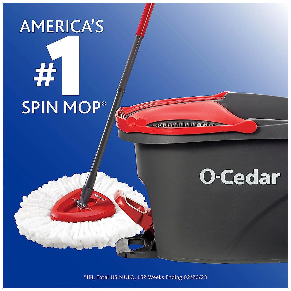 Mop Giratório Profissional de Microfibra com Balde e Alça Ajustável, O Cedar, Vermelho e Cinza