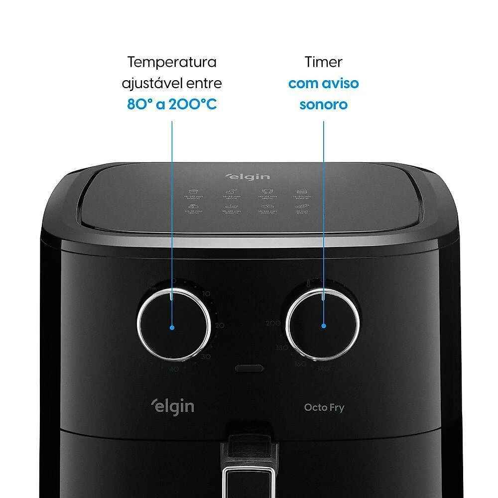 Fritadeira sem Óleo Air Fryer Elgin Octo Fry 8L 1800W Preto 220V