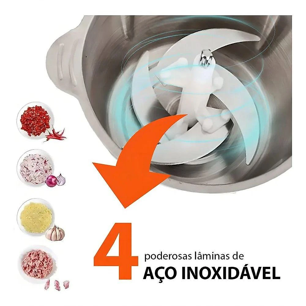 Processador de Alimentos Fred Store Inox 2 Funções 2 Velocidades 300W Prata 220V