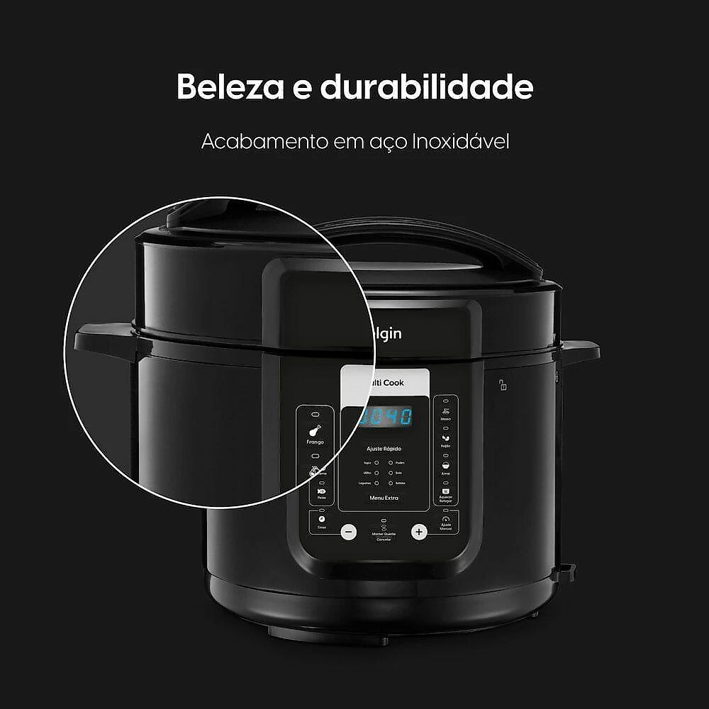 Panela de Pressão Elétrica Digital Elgin Multi Cook 5L 900W Inox 220V