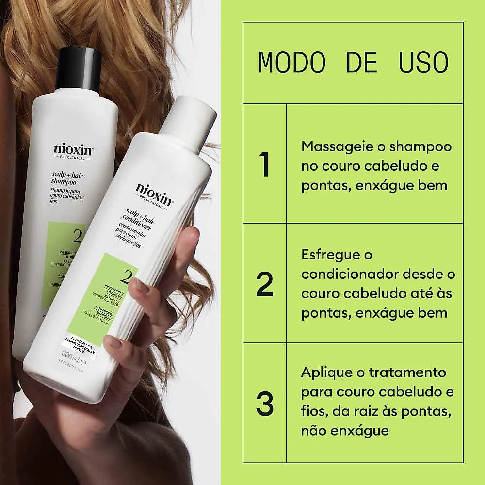 Nioxin system 2 kit - shampoo + condicionador + tratamento