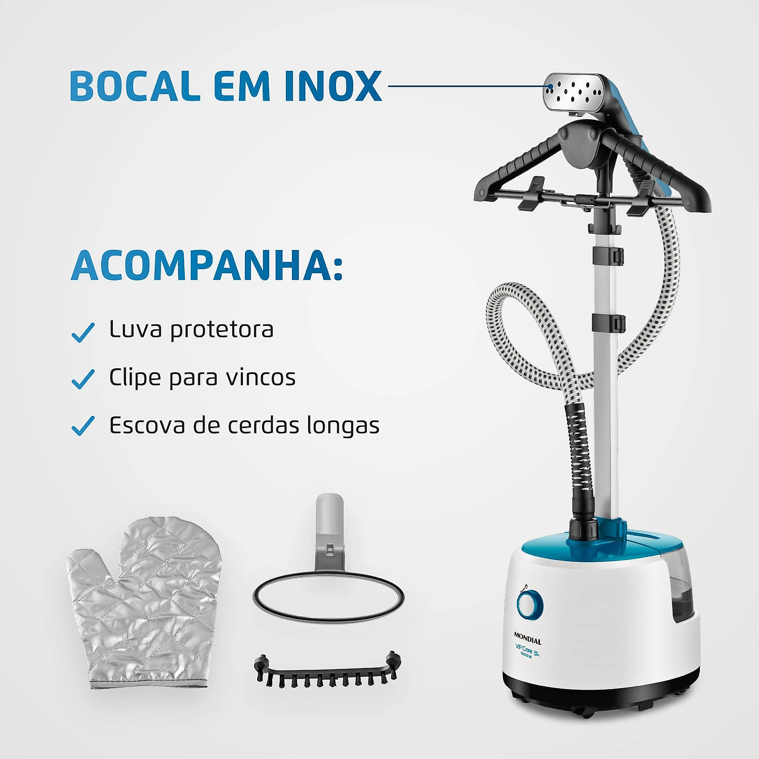 Passadeira a Vapor Mondial Vip Care VP-07 VAPORIZADOR-220V-BRANCO/AZUL
