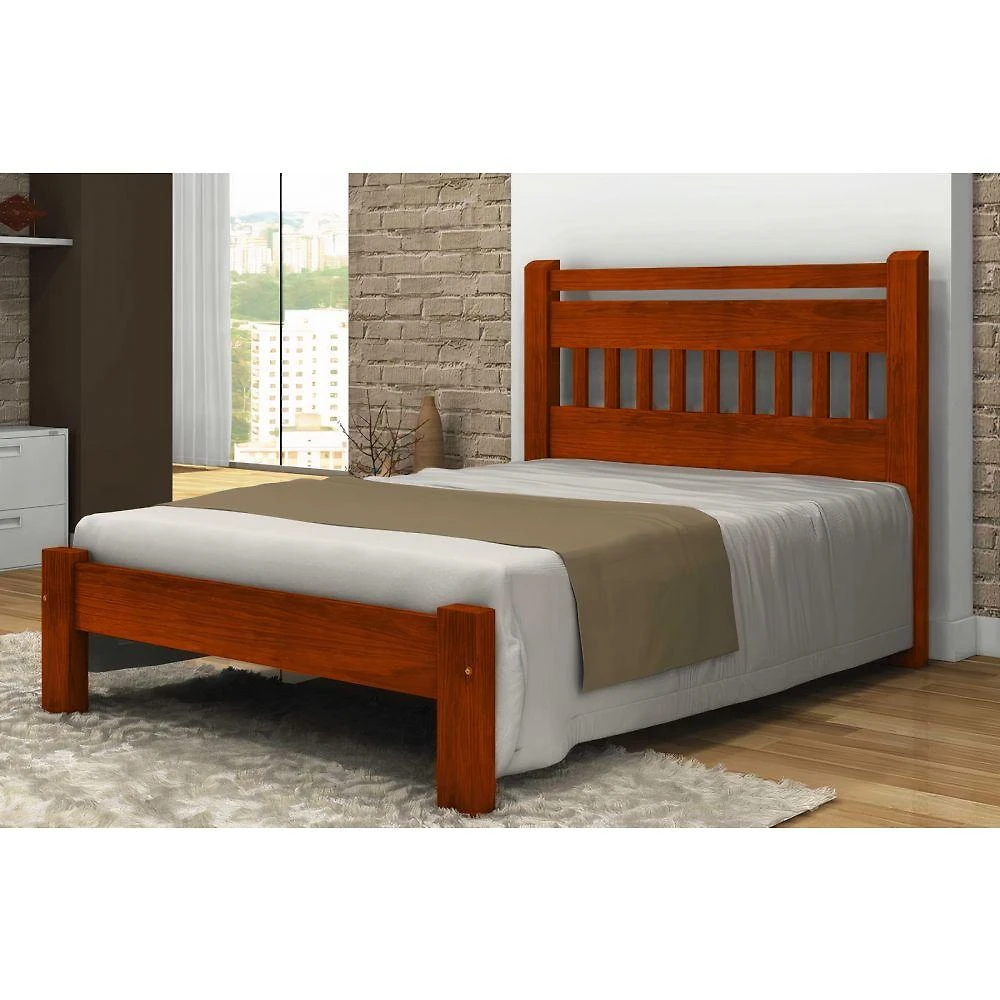 Cama de Casal Mônaco de Madeira Angelim Mel