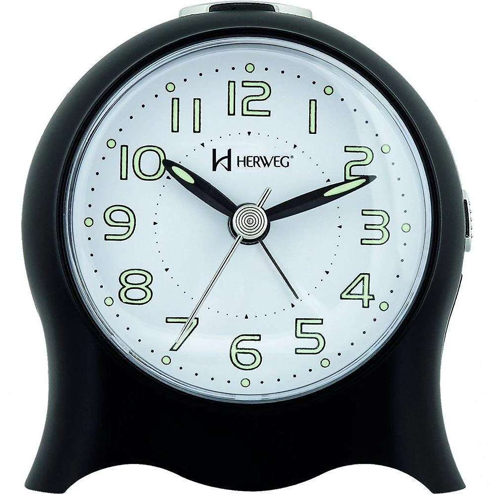 Relógio Despertador Quartz Silencioso Pilha Luz Preto - Preto