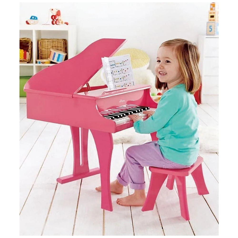 Piano de Madeira Infantil para Crianças de 3 Anos ou Mais, Hape, Rosa