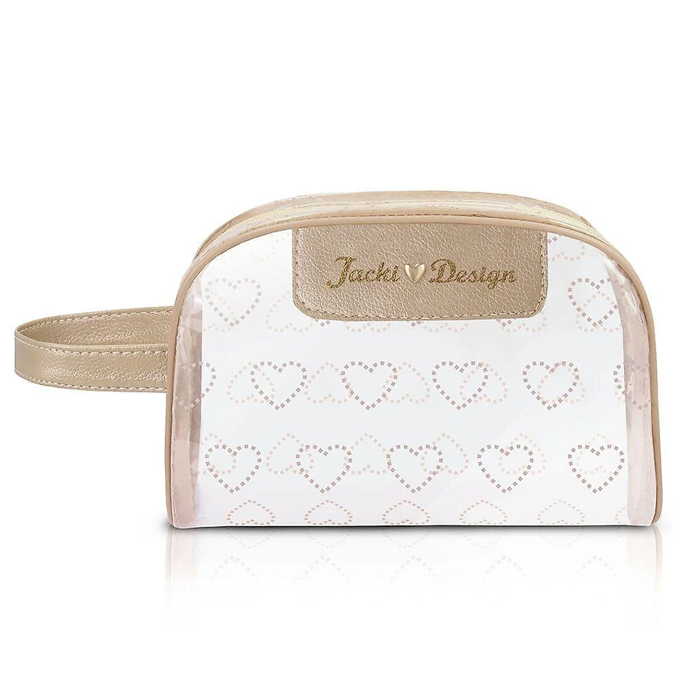 Kit Bolsa Shopper E Necessaire Transparente Love Dourado