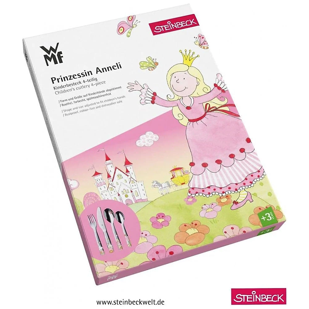 Conjunto de Talheres Infantis 4 Peças em Aço Inoxidável, Princesa Anneli, WMF