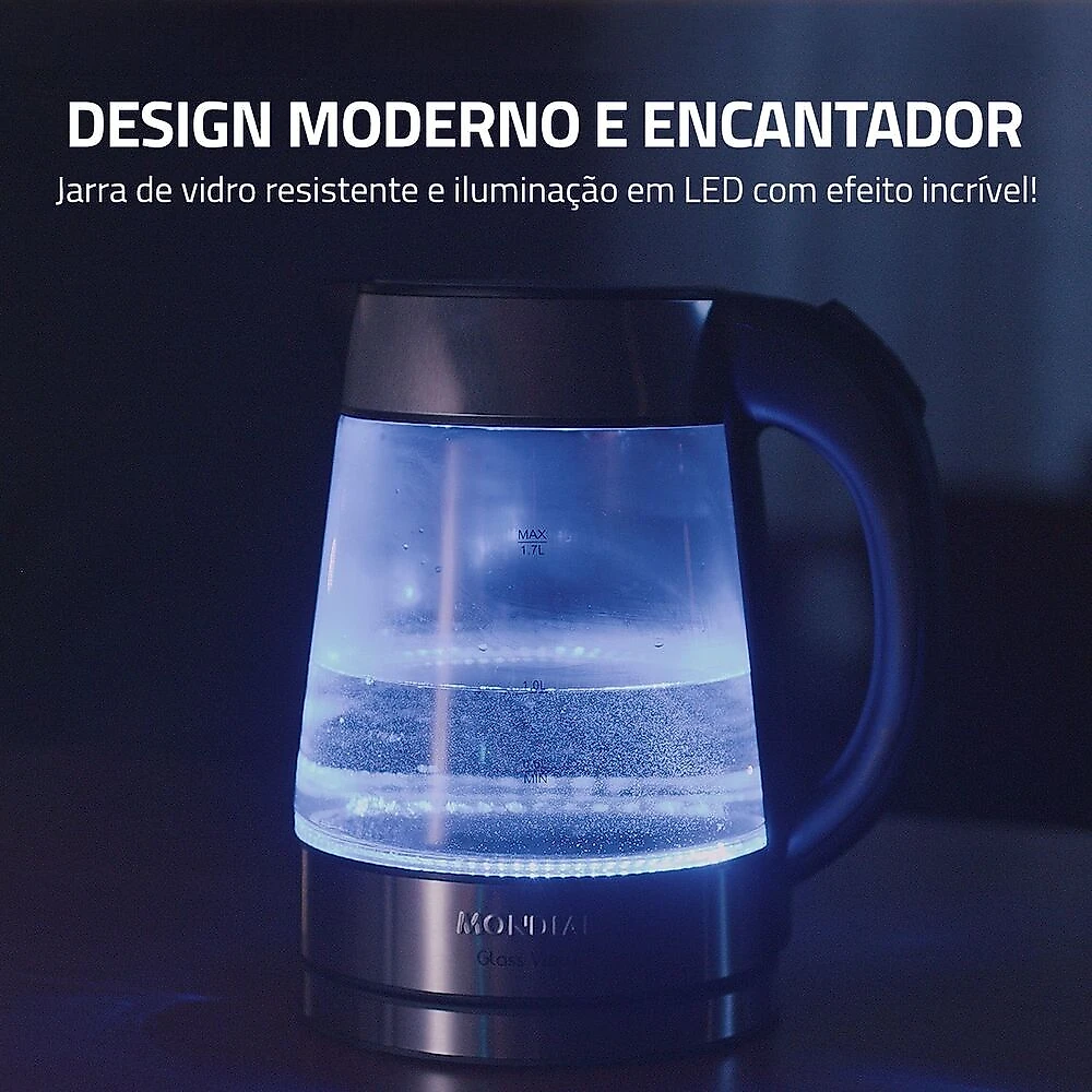 Chaleira Elétrica Glass View Mondial Vidro Transparente CE-19-GI 127V