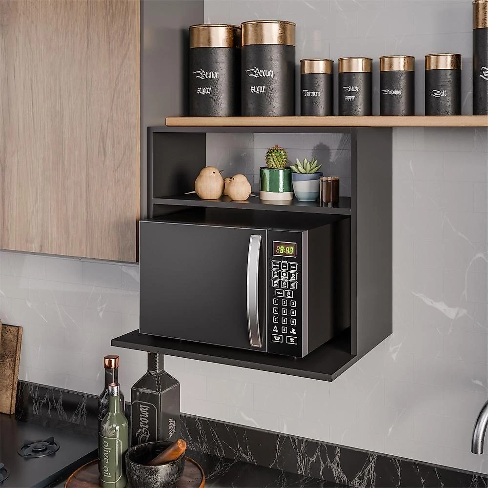 Suporte Microondas Nicho Luara Bp 60 Cm Eratto Moveis - Preto