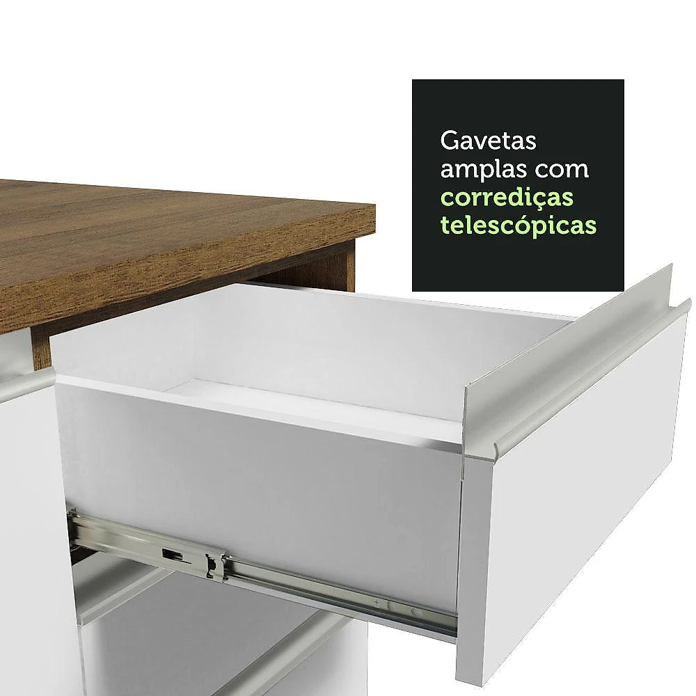 Torre quente armário de cozinha 60 cm 1 porta 3 gavetas rustic/branco glamy madesa