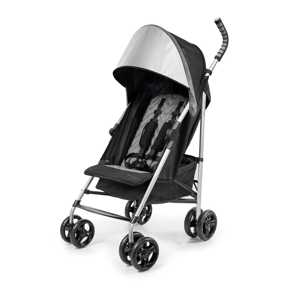 Carrinho de Bebê Summer Infant 3Dlite ST, Preto/Cinza - Leve e Durável com Estrutura de Aço, Assento Amplo, Reclinável em Várias Posições e Cesto de