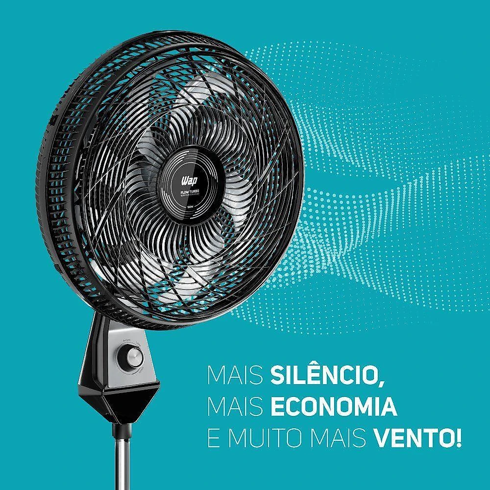 Ventilador wap coluna flow turbo preto 127v 50cm 8 pas fw009220