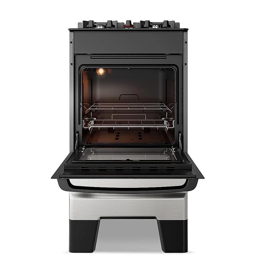 Fogão A Gás Mesa De Vidro Forno 50L Esmaltec Ideal Master Glass Inox 4 Bocas Bivolt
