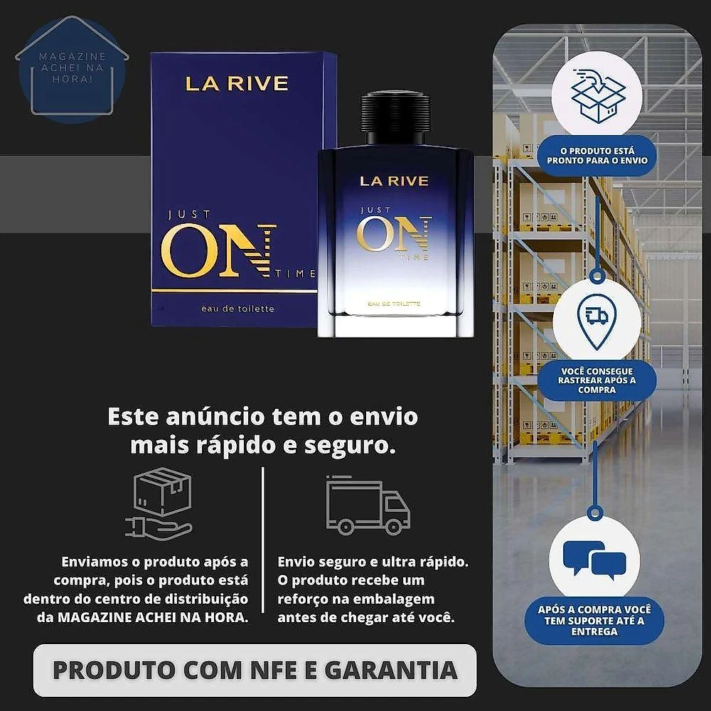 Perfume Just On Time Masculino Eau de Toilette 100ML La Rive Amadeirado Aromático