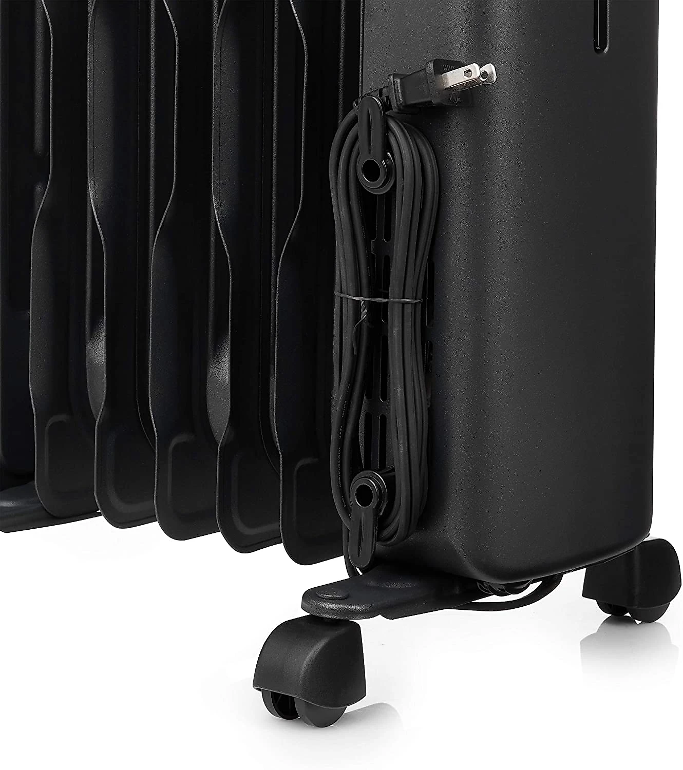 Amazon Basics Portable Digital Radiator Heater with 7 Wavy Fins and Remote Control Black 1500W