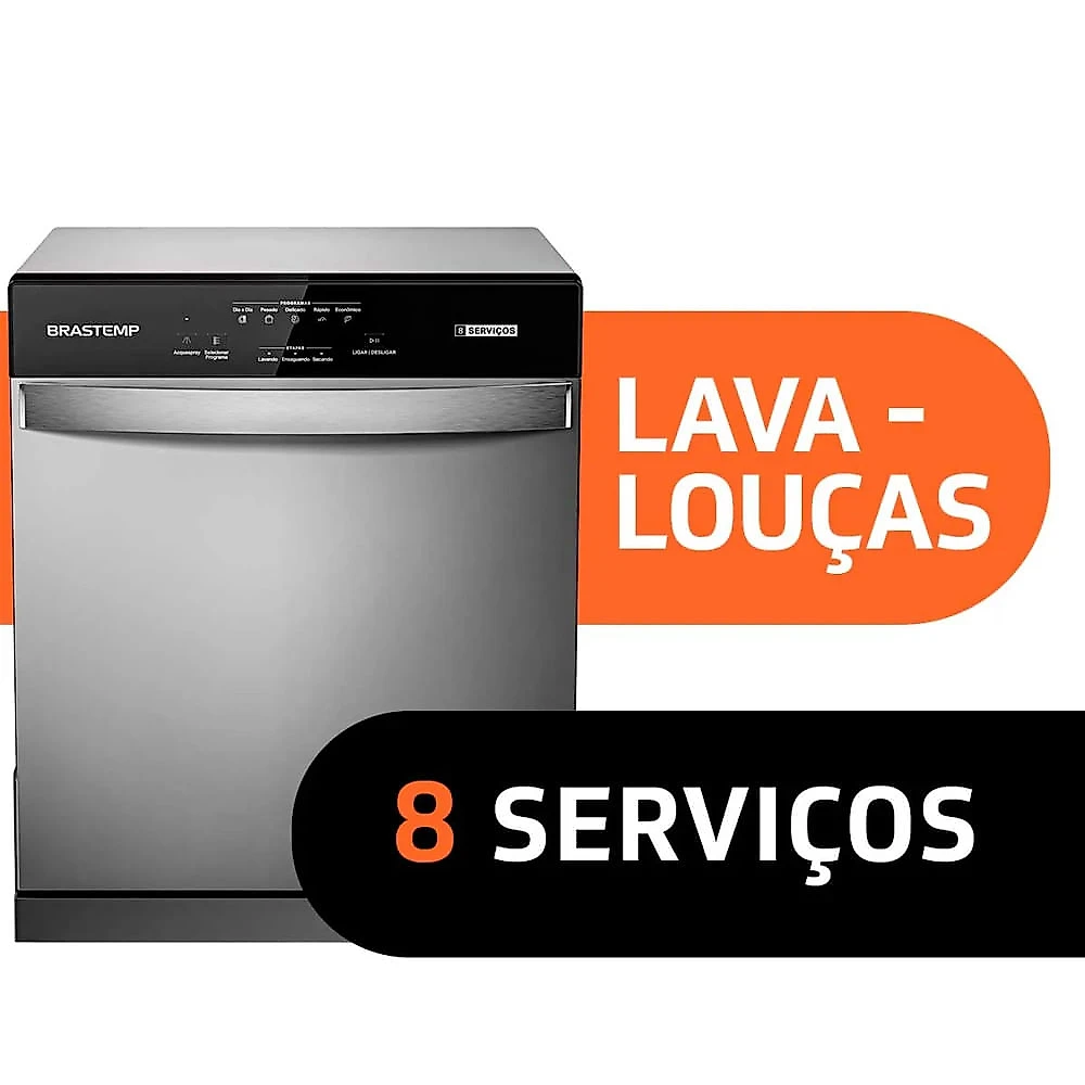 Lava Louças Brastemp BLF08BS 8 Serviços Compacta com Ciclo Pesado Prata - 110V