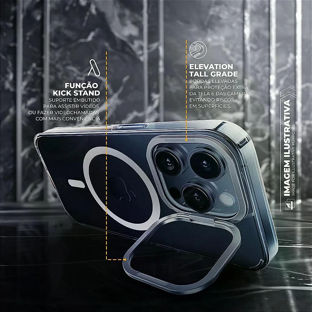 Capa para iPhone 14 Pro Max - MagSafe Crystal Armor Stand - NÃO AMARELA - Gshield