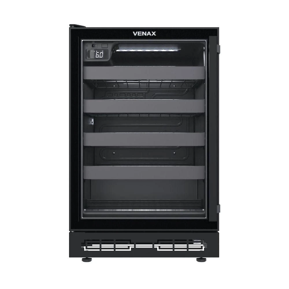 Adega Venax Cave In 100 Porta Invertida 82L Com Opção De Embutir Preto Fosco 127V