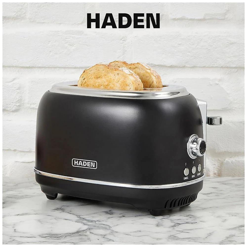 Torradeira HADEN Heritage inox 2 fatias preta e cromada com controle de tostagem ajustável 900W 110V