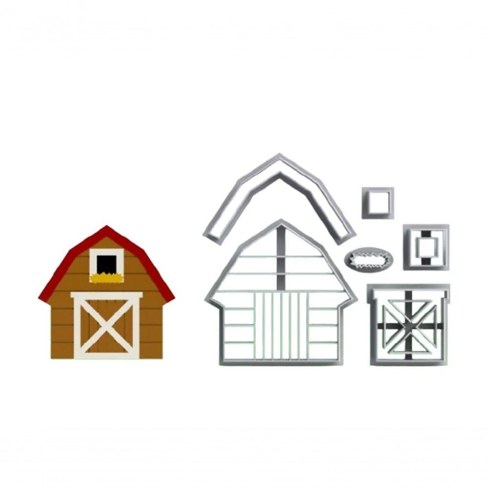 Cortador Fazendinha Celeiro Modular Plástico PLA 10CM HB Formas e Cortadores