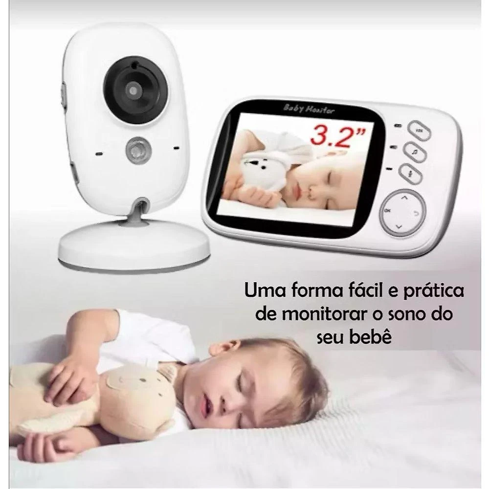 Babá Eletrônica Alex com Monitor LCD 3.2 Visão Noturna Sensor de Temperatura e Áudio Bidirecional