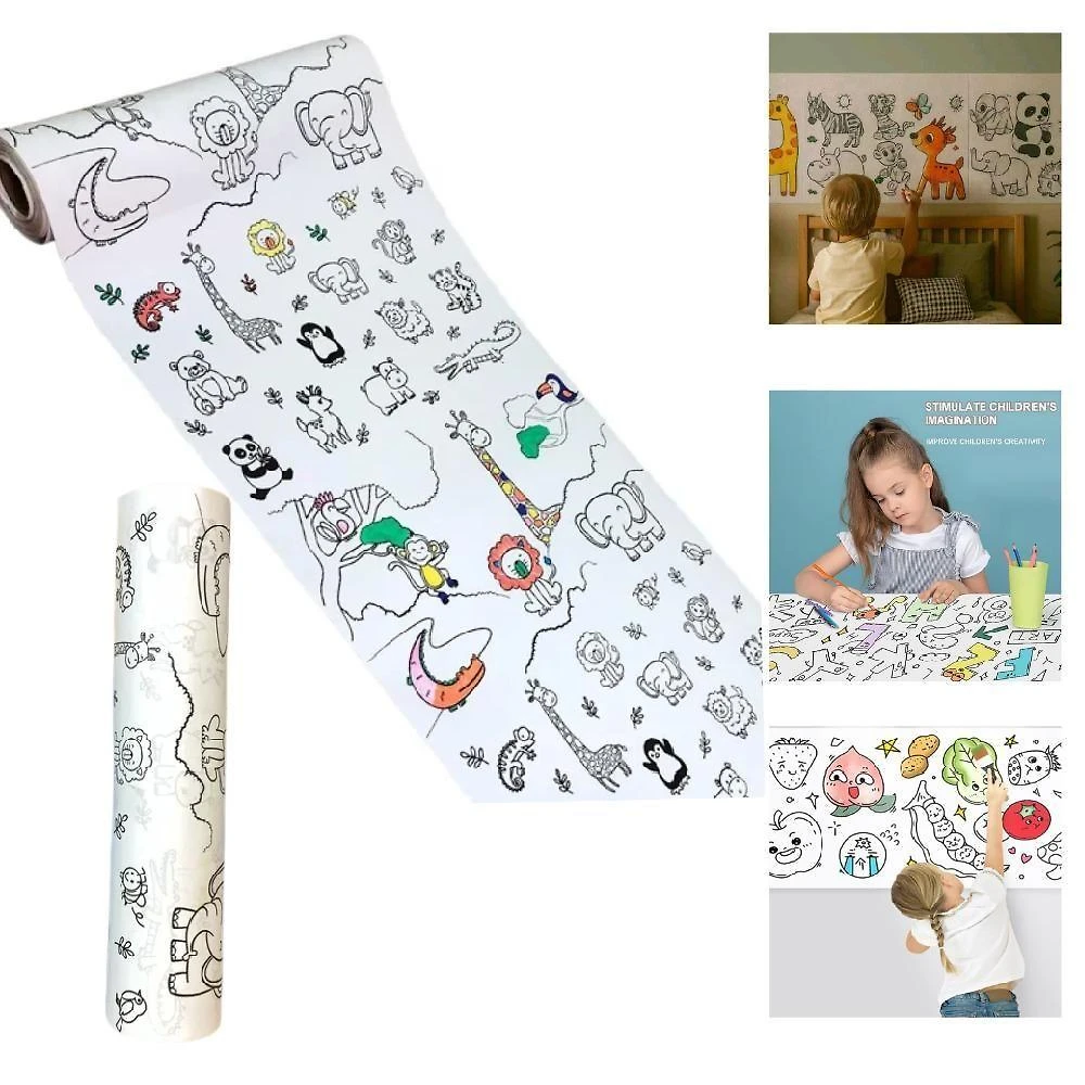 Bobina de Papel Adesivo para Colorir Infantil Yeet Destacável Reposicionável 3m X 30cm