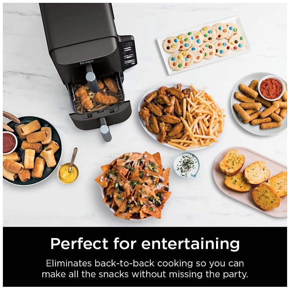 Fritadeira de Ar Air Fryer Dupla 7,5 Litros com Tecnologia DoubleStack Cozinha 4 Alimentos Simultaneamente, 110V 1690W, Ninja SL201, Preta