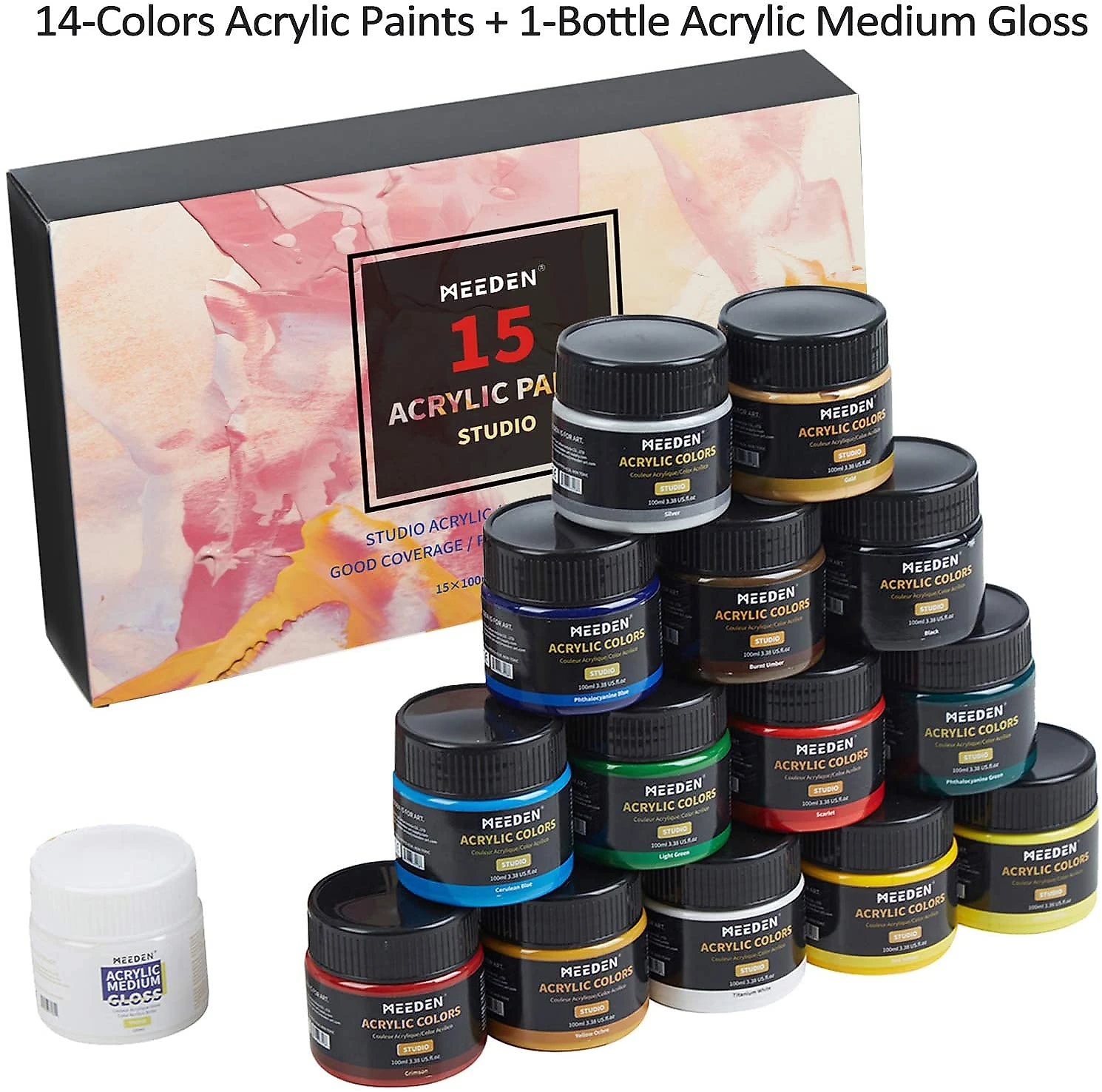 MEEDEN Kit de Pintura Conjunto Artístico com 15 Tintas