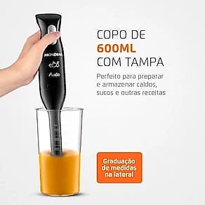 Mixer Mondial Pratic M-15-B 2 em 1 com Copo Medidor Preto – 200 W 110V