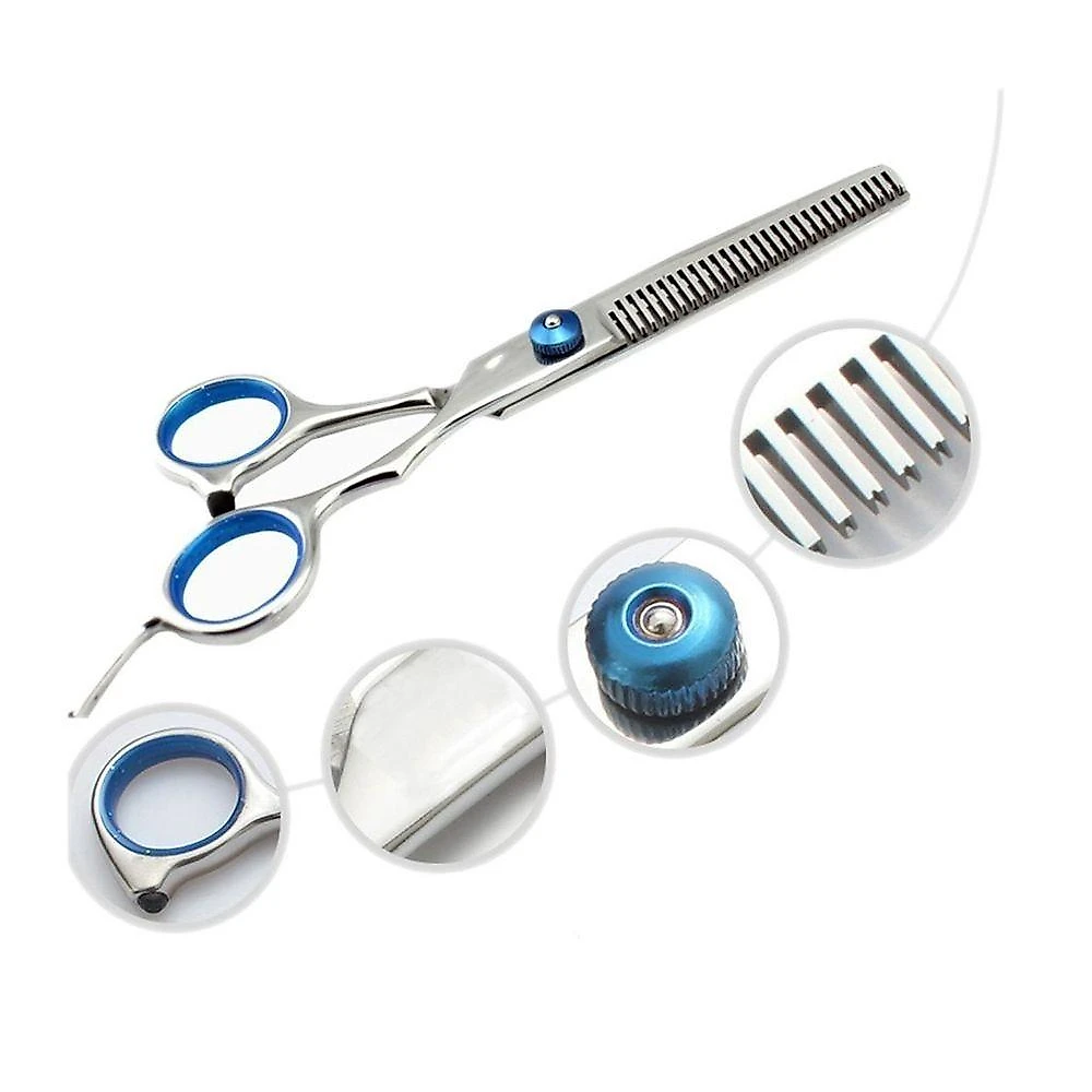 Tesoura de Cabeleireiro Kit Tear Rasteirinha 6 e 0" e Xarra de Dente 5 e 5" Fio Misto Prata OEM