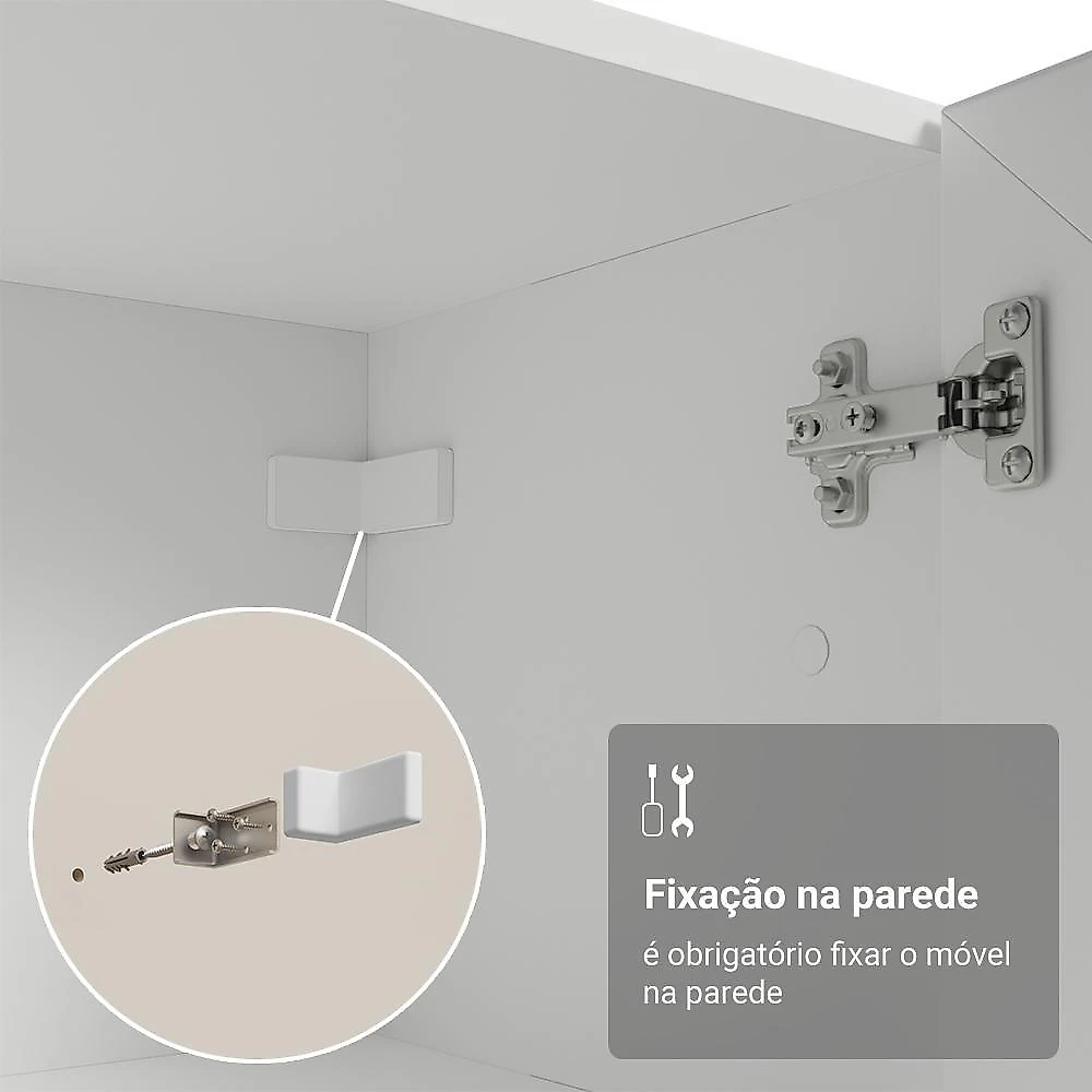Kit balcão + cristaleira 60 cm smart 100% mdf madesa branco