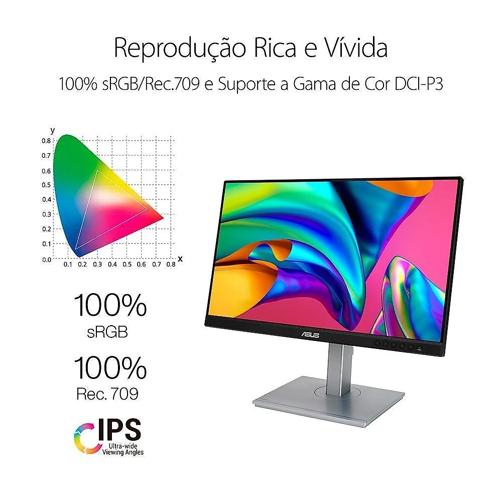 Monitor Profissional ASUS ProArt 24", Full HD, IPS, Altura Ajustável, Som Integrado - PA247CV