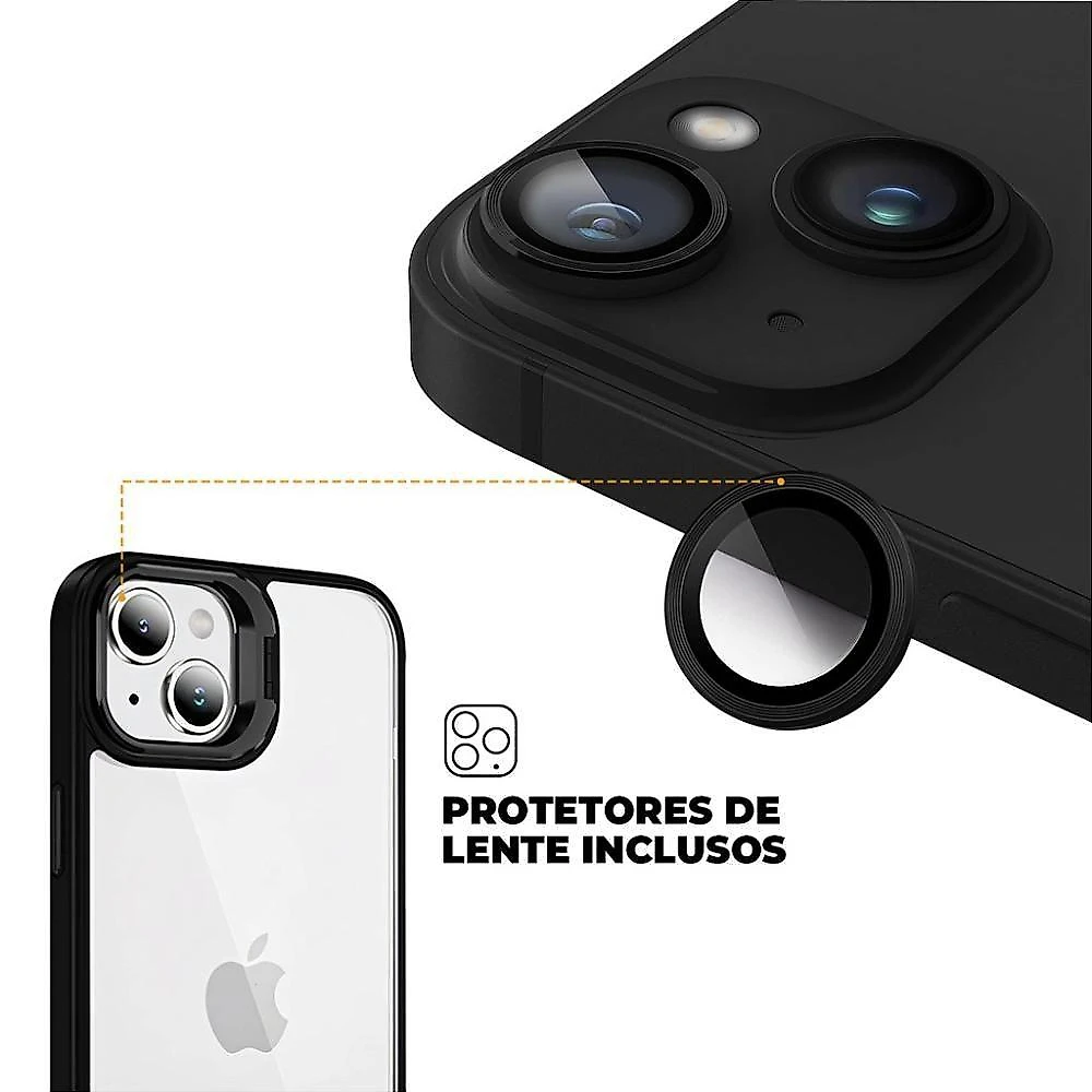 Kit Capa Gravity Preta E Pelicula Coverage 5d Pro Preta Para Iphone 15 - Gshield