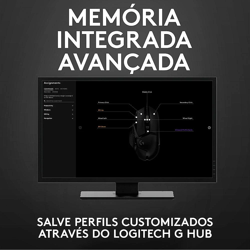 Mouse Gamer Logitech G502 HERO com RGB LIGHTSYNC, Ajustes de Peso, 11 Botões Programáveis, Sensor HERO 25K - 910-005550