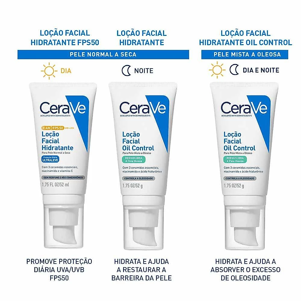 Loção facial hidratante cerave fps50 52ml