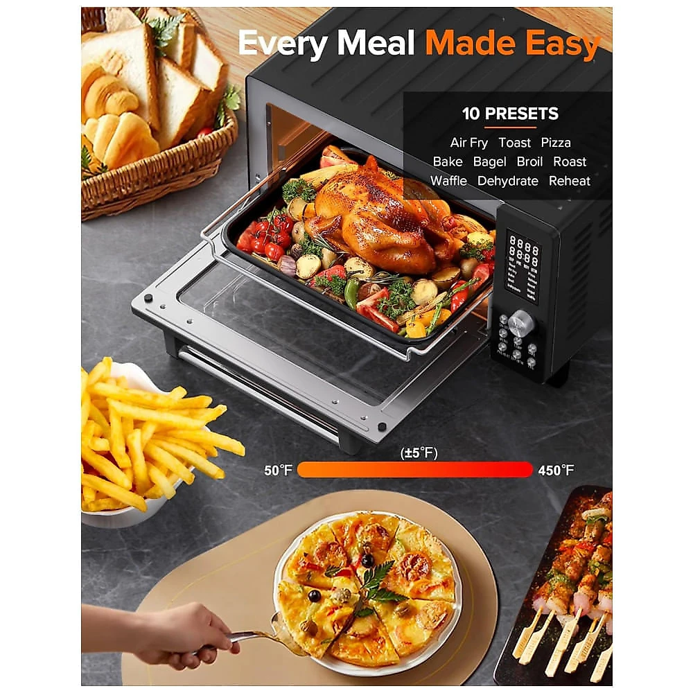 Forno Elétrico Air Fryer Nuwave Bravo Pro Smart Air Fryer 21L, 12 Funções, Convecção Rápida, 1800W, Temperatura 10°C–232°C, Painel Touch, Inox Preto